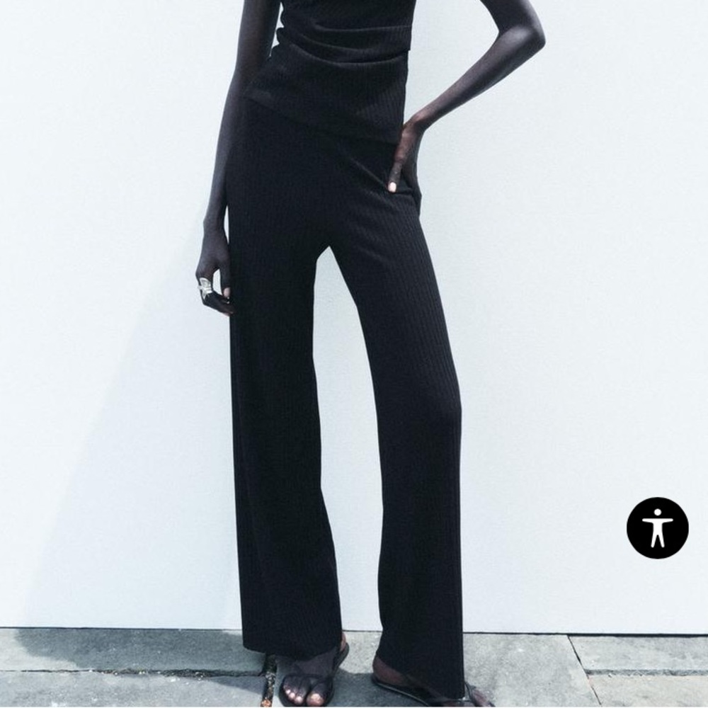 NWT Zara black pull up pants size L